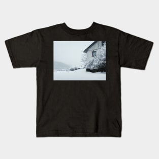 Scandinavian Wintertime - Snowfall in Rural Norway Kids T-Shirt